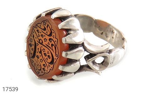 انگشتر نقره عقیق یمنی مردانه [یا حافظ کل غریب] - 17539
